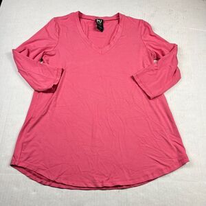 Pure Essence Womens Tunic Shirt Pink V-Neck 3/4 Sleeve Work Casual Top MEDIUM